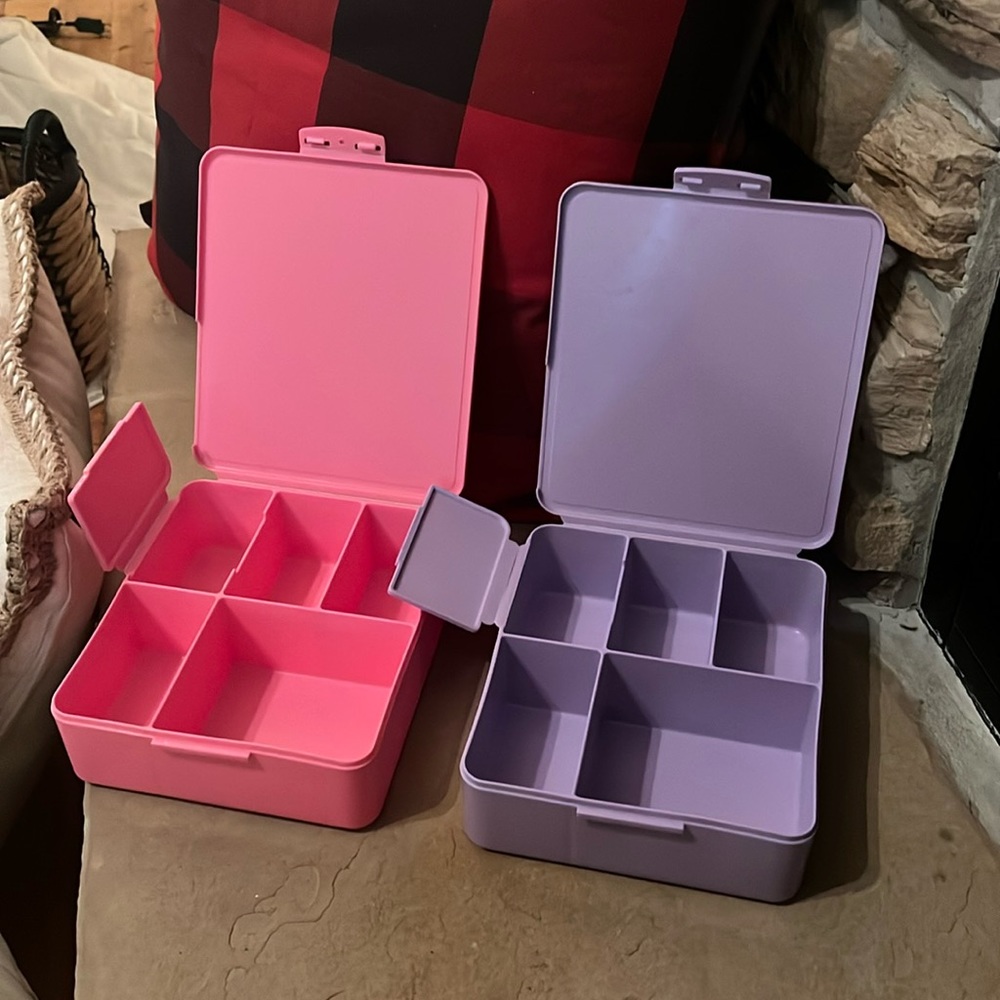 2 Pottery Barn Kids Bento Boxes - 1 pink and 1 purple